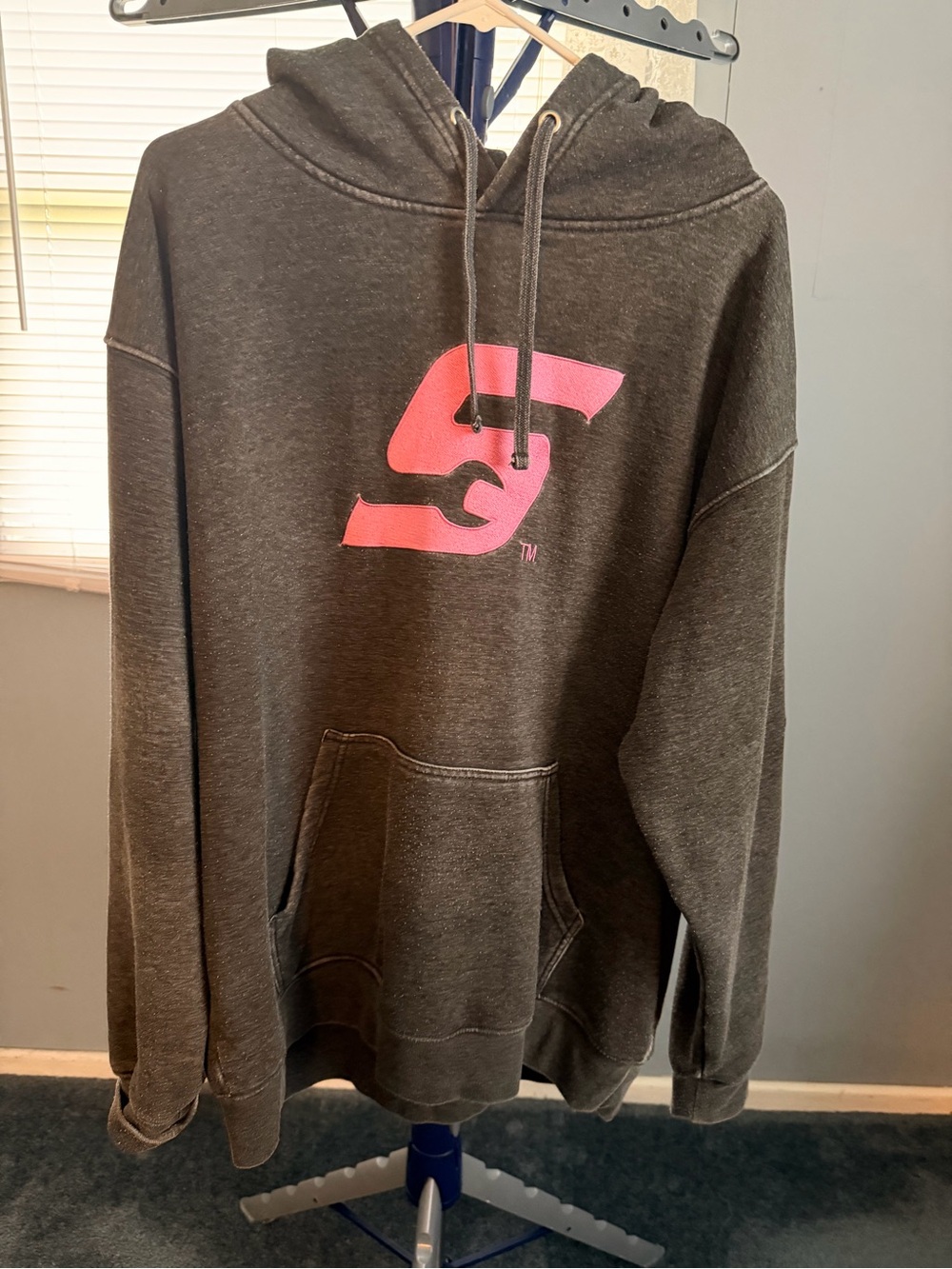 Women’s Snap - On Dark Gray Hoodie with Pink 'S' Logo